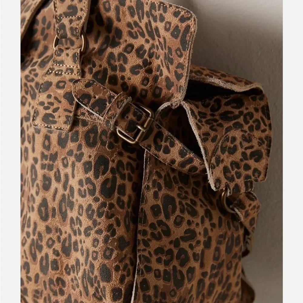 Free People Wild Thing Leather Leopard Tote